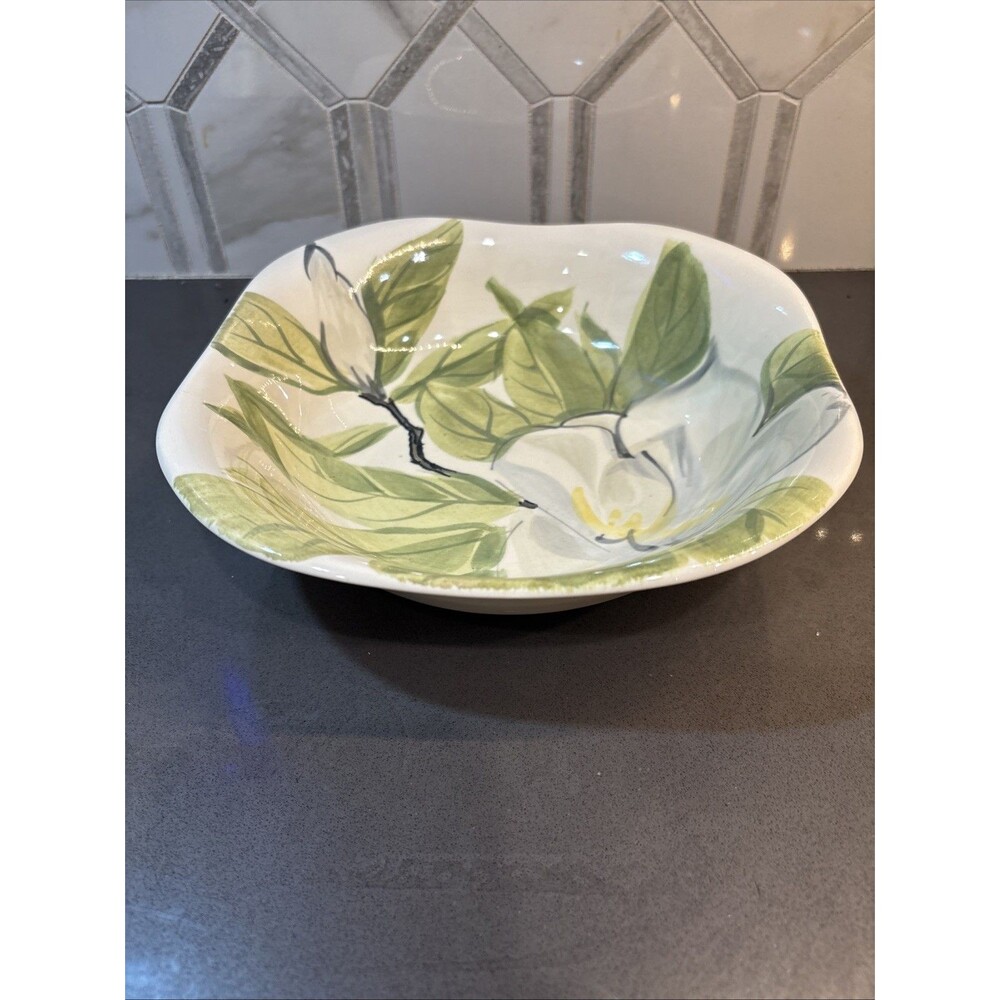 RED WING POTTERY Magnolia Dinner Bowl- Hand Painted 8.5”